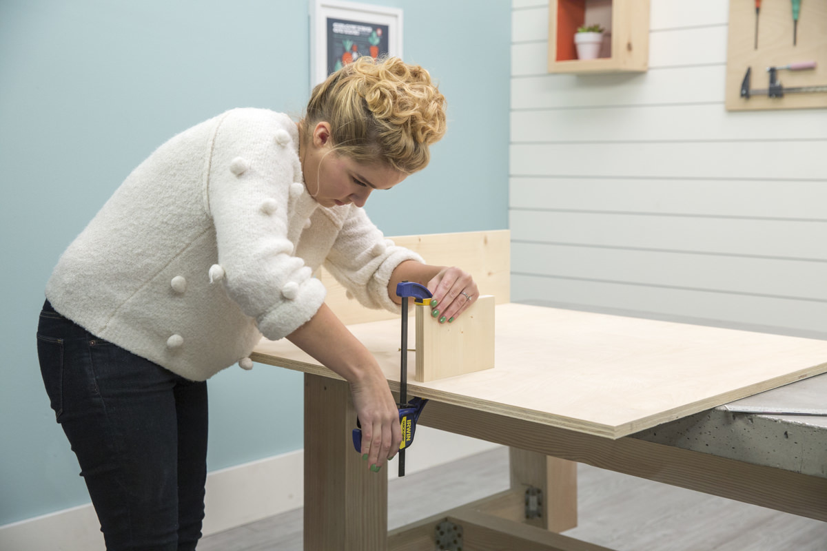 using clamp to make storage pegboard