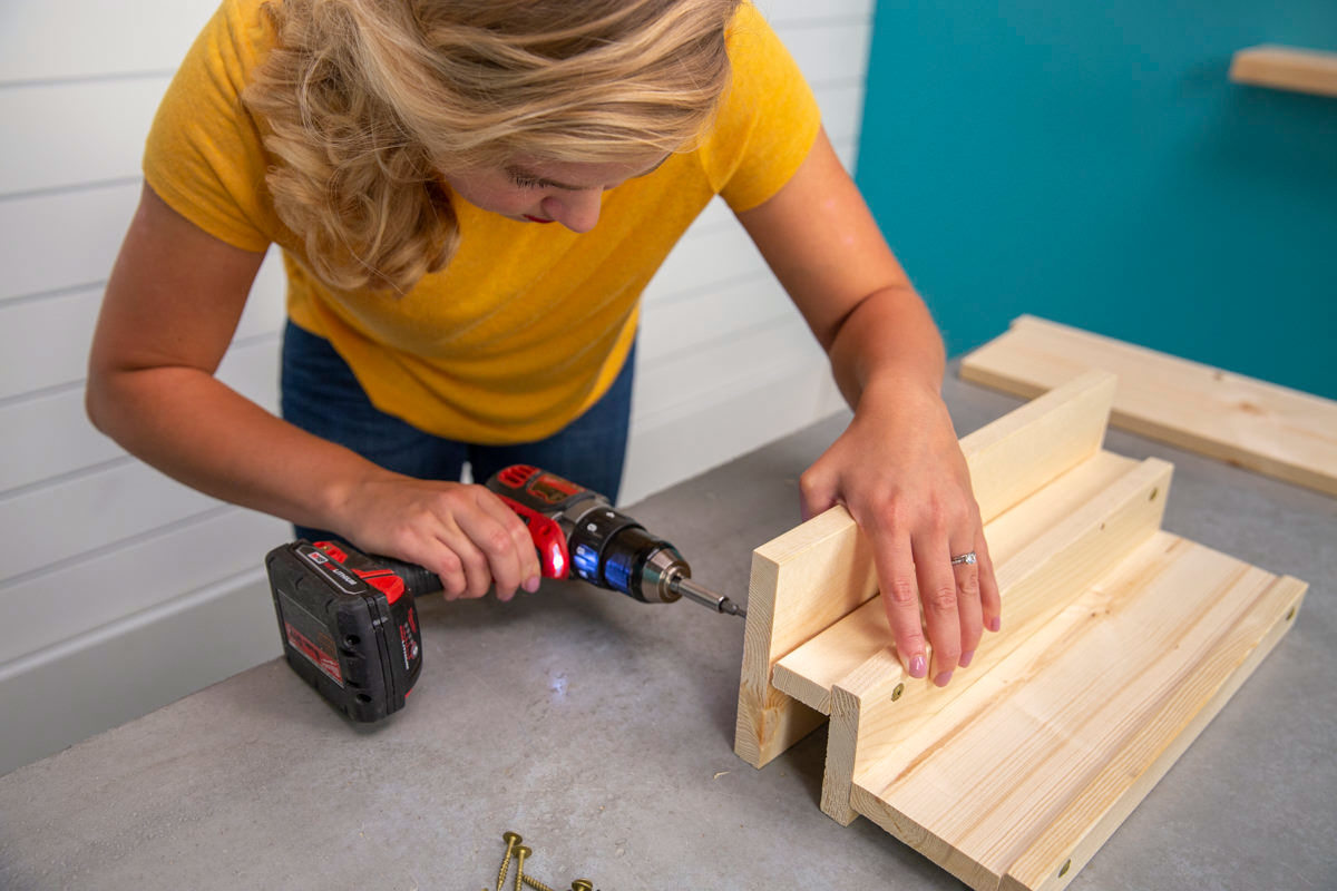 drilling diy spice rack