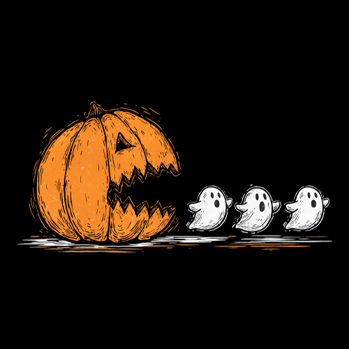 Pumpkin Pacman Chasing Ghosts Halloween