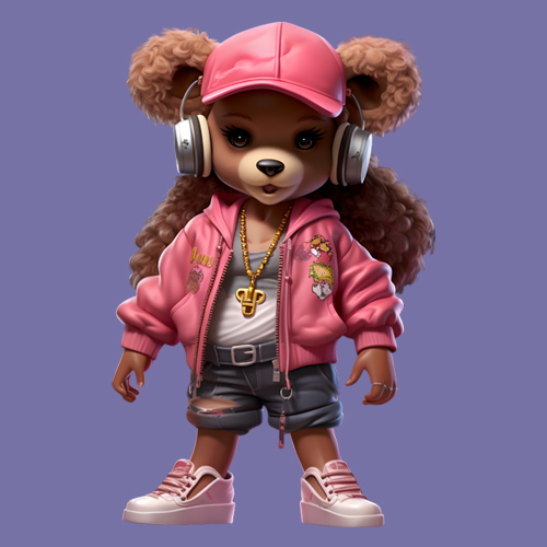 Pink Female Urban Graffiti Bear