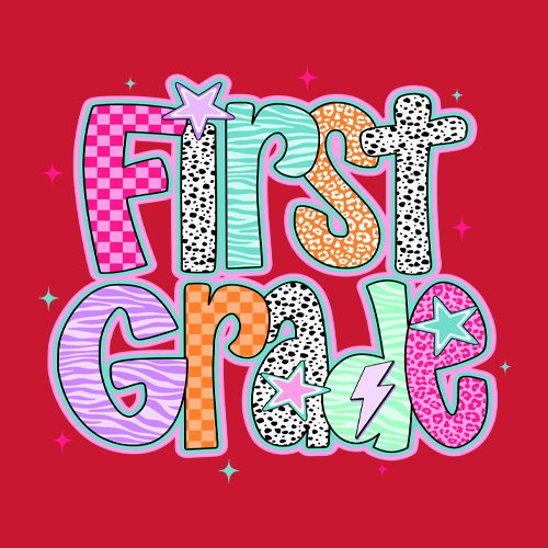 First Grade Vibes Colorful Back to School