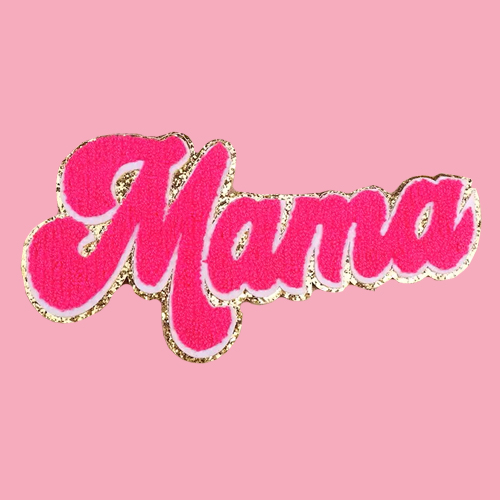 Mama Hot Pink Glitter Chenille Patch