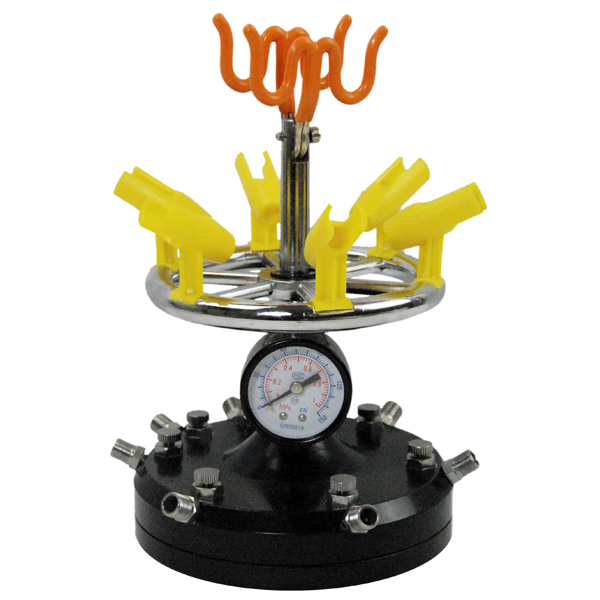 New AIRBRUSH HOLDER STATION Holds 8 AIRBRUSHES Regulated Air Manifold Hose Gauge