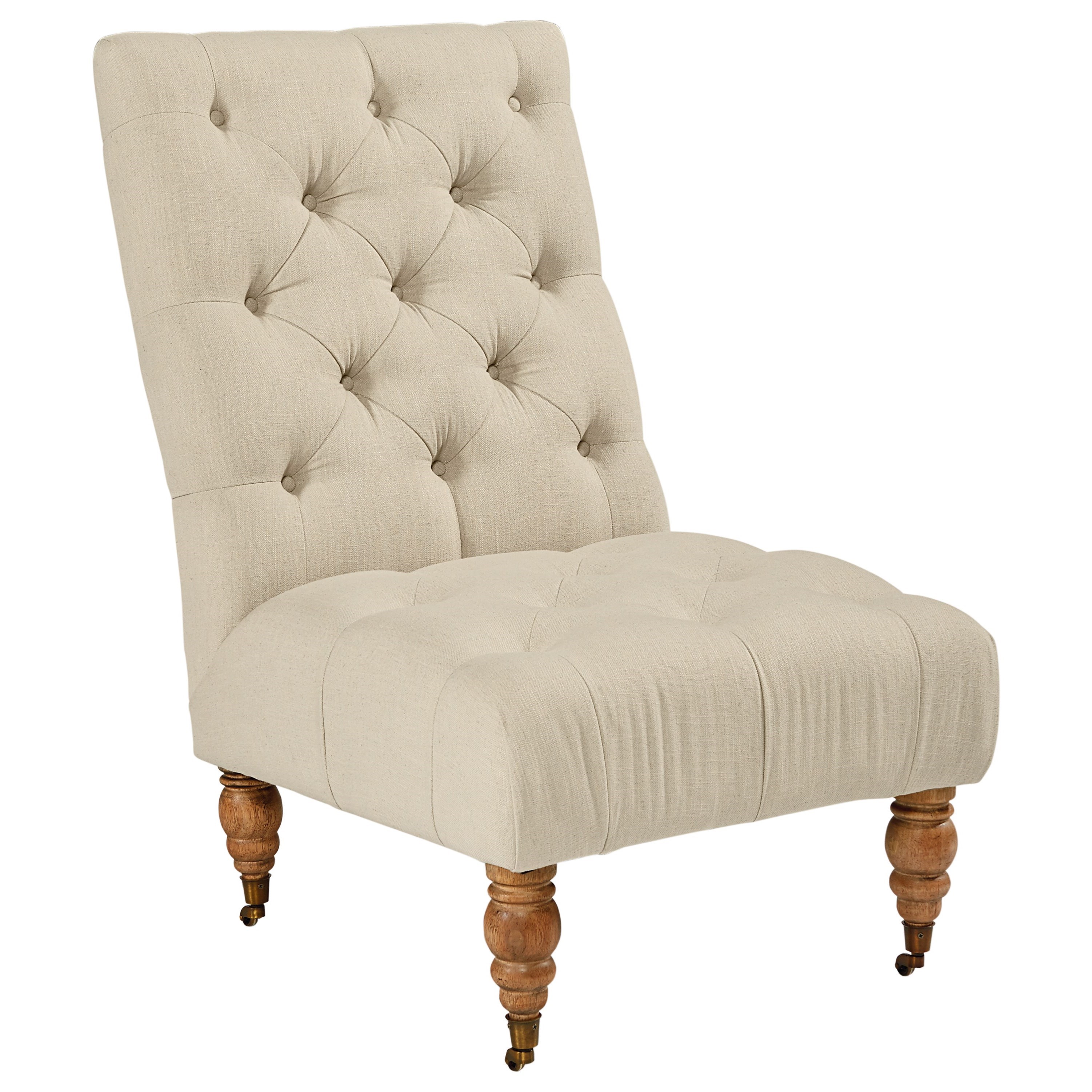 Slipper Armless Upholstered Accent Chair With Casters By Magnolia Slipper Armless Upholstered Accent Chair With Casters