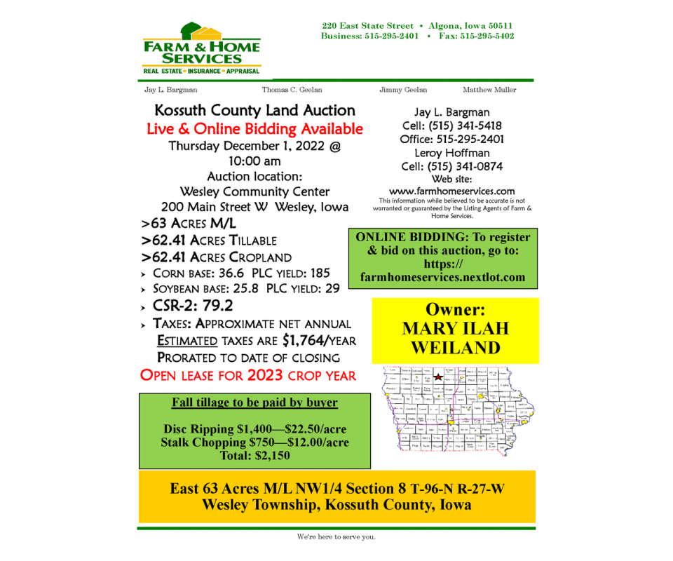 63 Acres in Kossuth County, Iowa