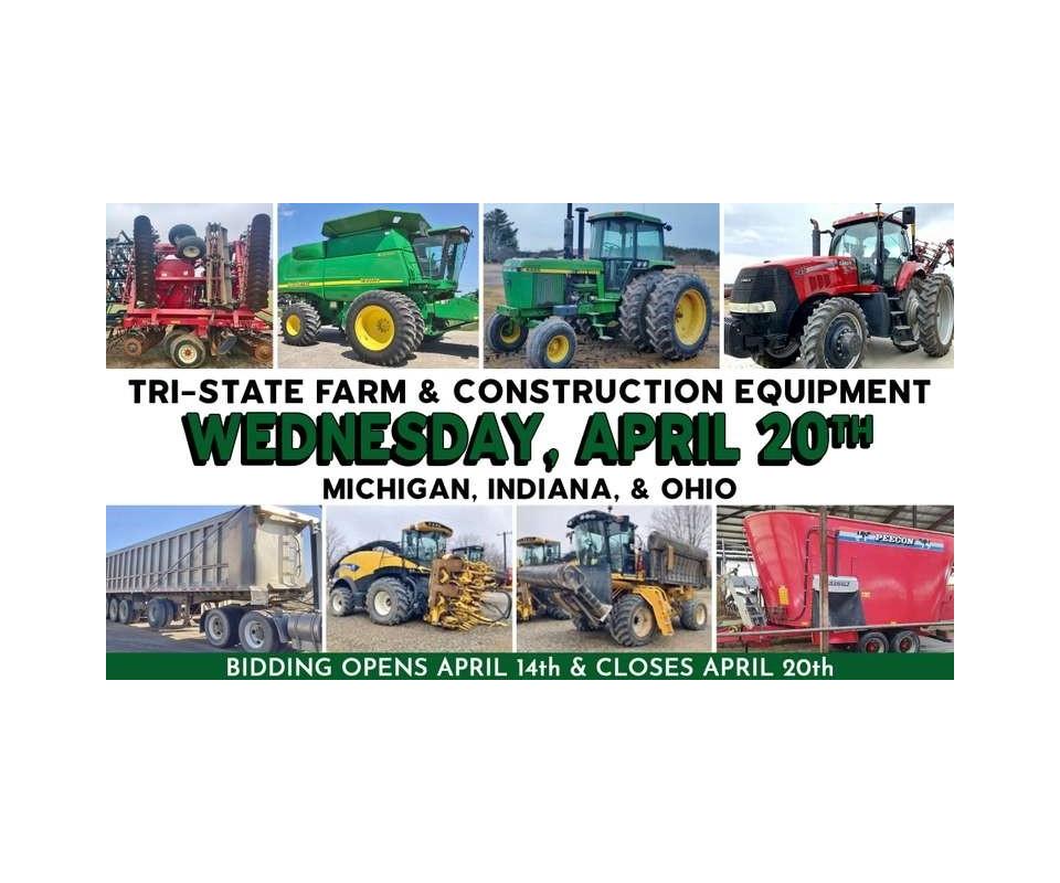 April 20th (Wednesday) TRISTATE Farm / Construction / Municipality EQUIPMENT SemiMonthly Online