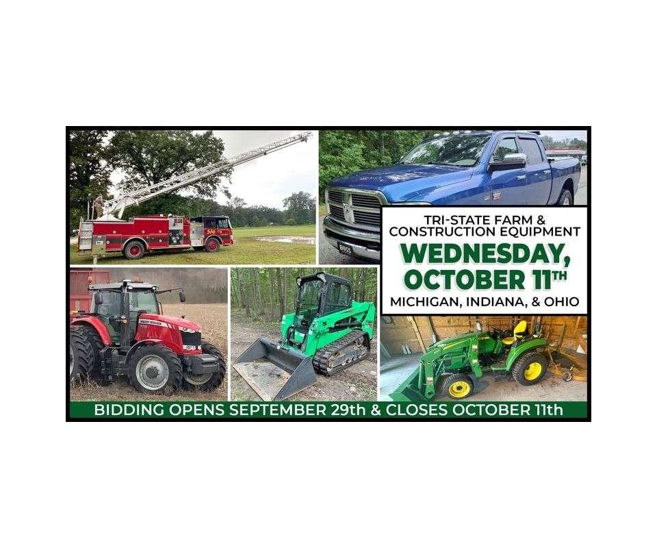 October 11th (Wednesday) TriState Farm / Construction / Municipality EQUIPMENT BiWeekly Online C