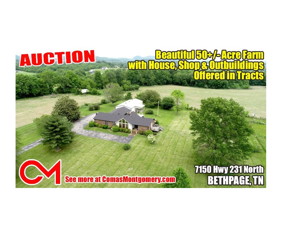Beautiful 50+/ Acre Farm in Bethpage with House, Shop and Outbuildings Offered in Tracts