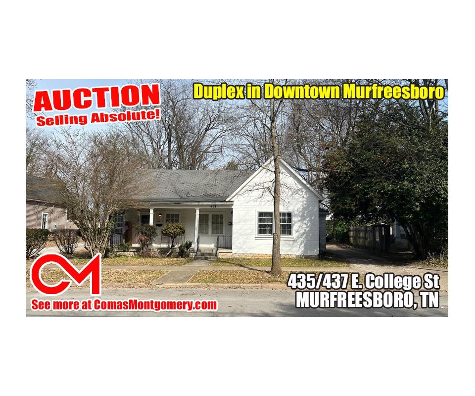 SELLING ABSOLUTE! Duplex in Downtown Murfreesboro Auction March 26th