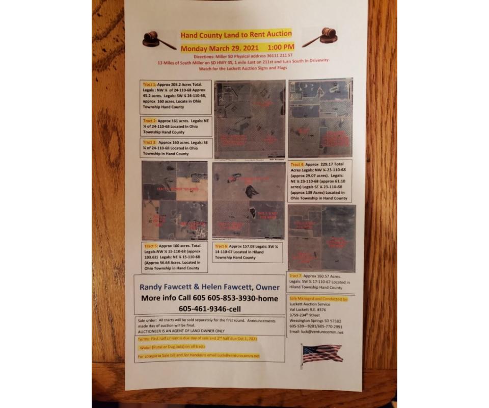 OPPROX 7 QUARTERSHAND COUNTY LAND RENT AUCTION