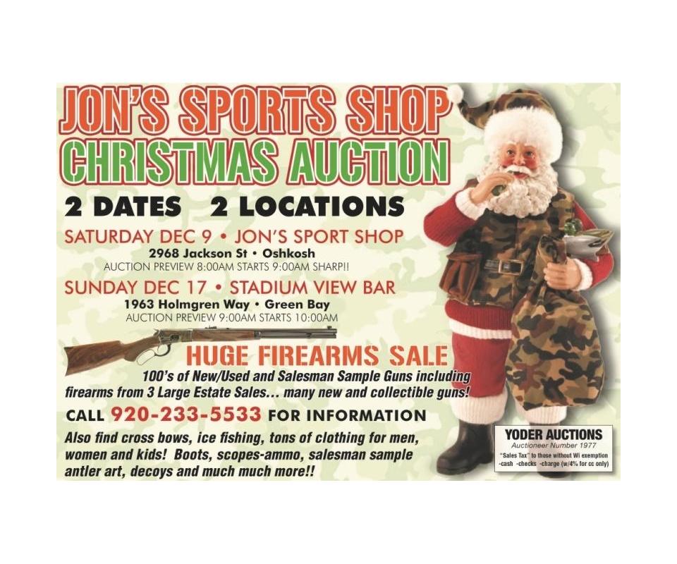 Jon's Sport Shop Christmas Auction Day 2 Dec. 17 10am