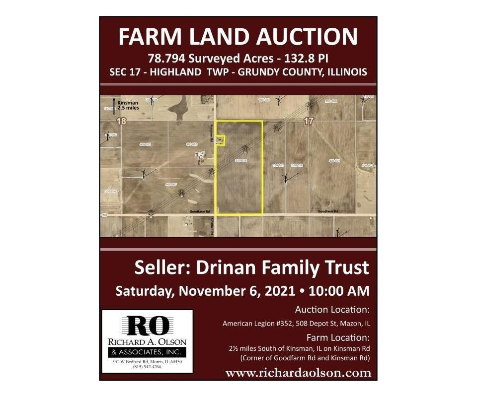 Farm Land Auction Highland Twp, Grundy Co