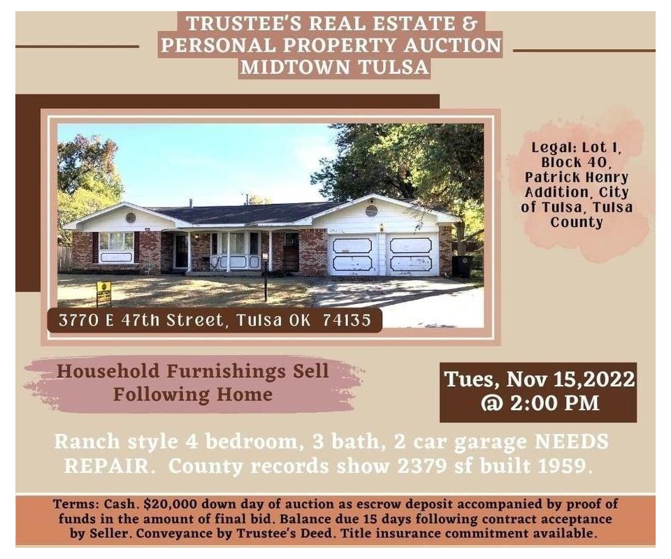 TRUSTEE'S REAL ESTATE AUCTION