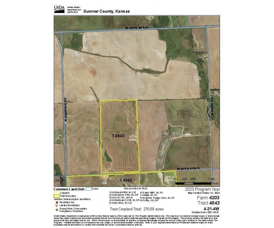 542 Acres in 3 Tracts, Sumner Co KS Tillable Nusz Farms LLC