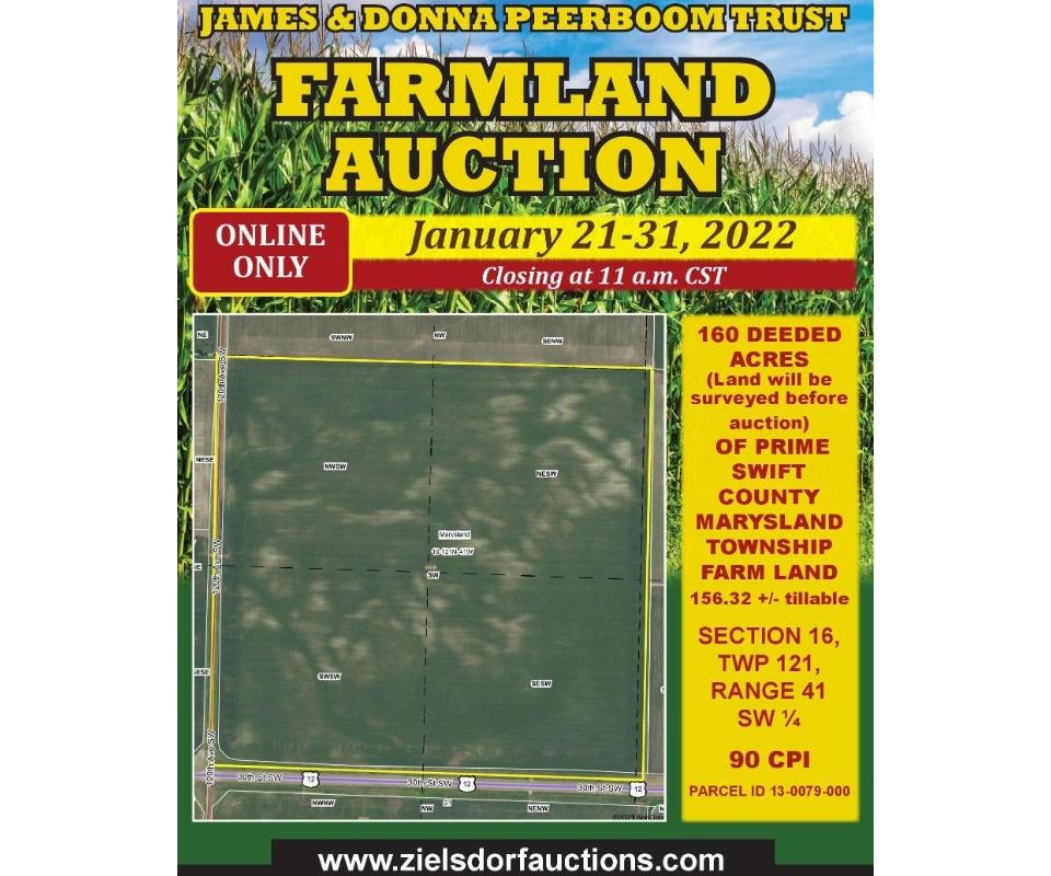 JAMES & DONNA PEERBOOM TRUST ONLINE ONLY SWIFT COUNTY LAND AUCTION