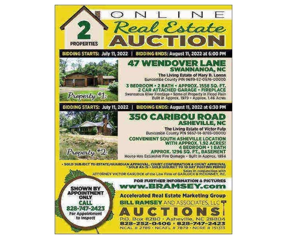 Online Real Estate Auction 2 Properties Asheville, NC