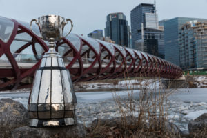 CALGARY, AB - APRIL 2018: The Grey Cup in Alberta, promotional photo shoot. (Photo by Bret Kenworthy/Calgary Stampeders)