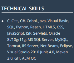 Technical Skills without sub section