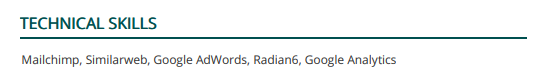 Technical Skills section in the wrong way