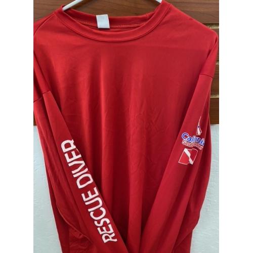 Long Sleeve Dri Fit Rash Guard Calif Scuba Center Rescue Diver