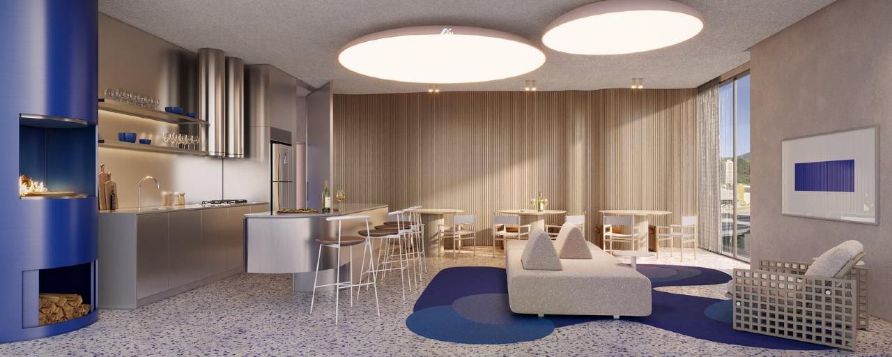 Apartamento moderno com sacada, churrasqueira e área de lazer completa em rooftop com piscina e spa