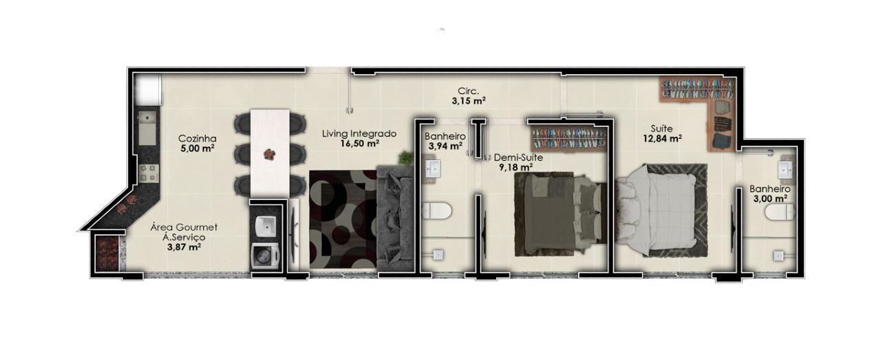 Apartamento com 2 Dormitórios, 1 Suíte com Lazer Completo