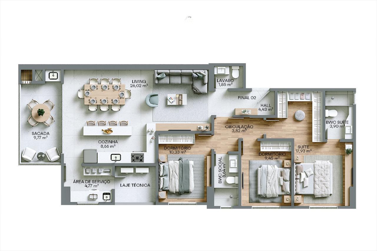 Apartamento de 3 Dormitórios com Lazer Completo e Acabamento de Alto Padrão