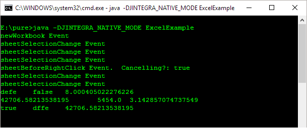 Accessing Excel from Java: Display output with events