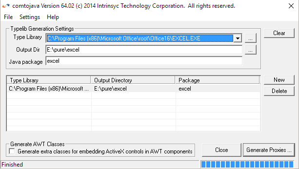 Accessing Excel from Java: Select type library