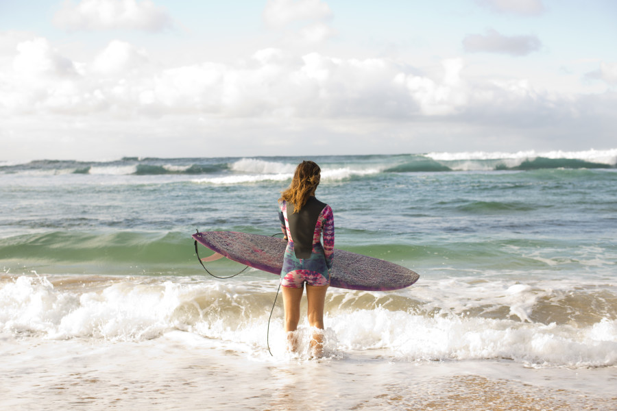 Kassia Meador pre surf on Hawaii's North Shore