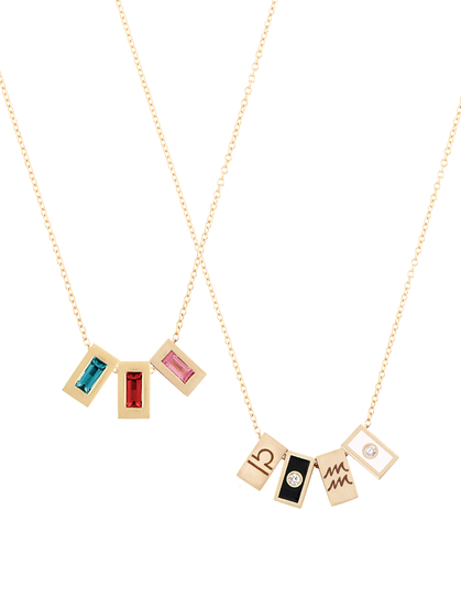 Tribe Chains featuring Blue Topaz, Ruby and Pink Tourmaline & Libra, Black Enamel, Aquarius and White Enamel Tribe Chains featuring Blue Topaz, Ruby and Pink Tourmaline & Libra, Black Enamel, Aquarius and White Enamel