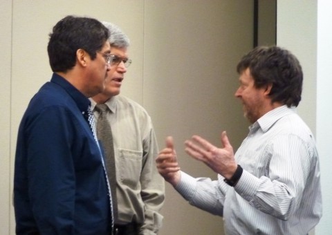 2-28-12 Fisheries Board members Mike Smith of Fairbanks, Tom Kluberton of Talkeetna and Vince Webster of King Salmon discuss proposals.