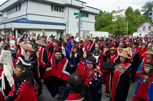 Hundreds of Native Alaskans gathered in downtown Juneau for the Grand Entrance for Celebration 2012 Hundreds of Native Alaskans gathered in downtown Juneau for the Grand Entrance for Celebration 2012.