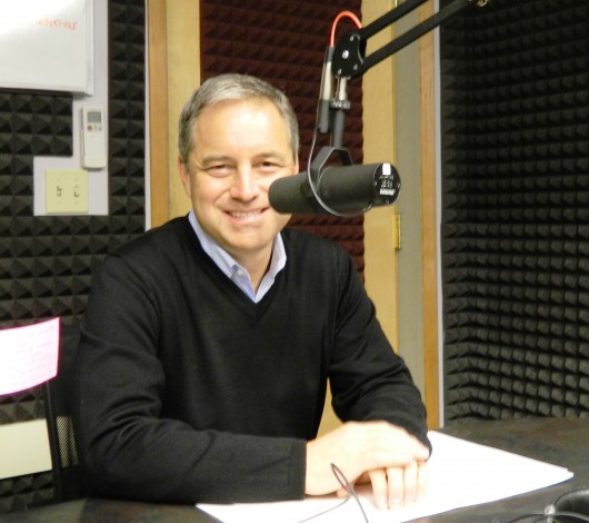 12-4-12 Parnell-e1354669722899 - LK, KRBD Gov. Sean Parnell discusses his plans for new state ferries during an interview at KRBD-FM in Ketchikan.