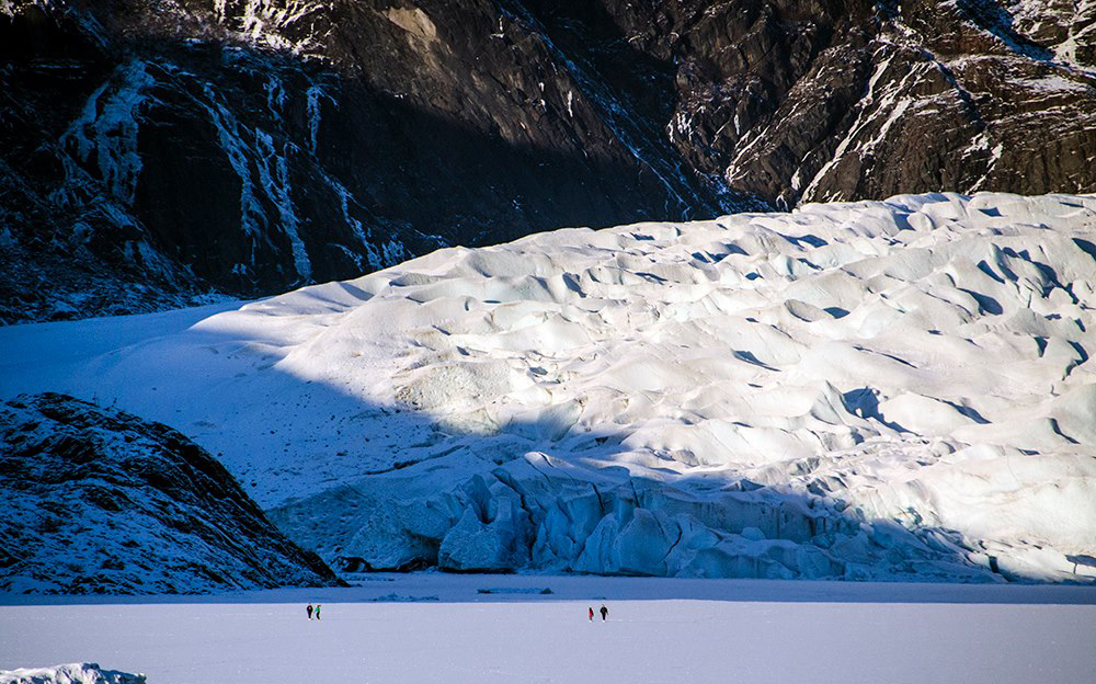 people on Mendenhall Lake