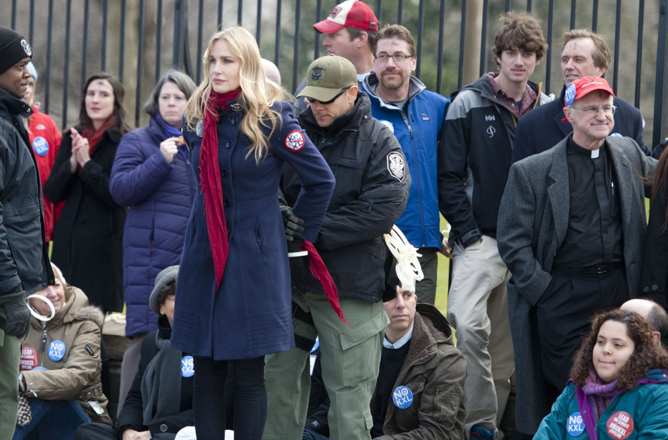 keystone-protest Daryl Hannah is handcuffed and arrested during the Keystone XL Pipeline Protest at Lafayette Park in Washington on Wednesday. (Leigh Vogel/Getty Images)