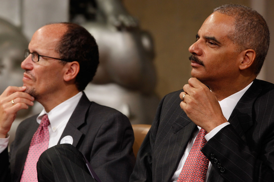 Eric Holder and Thomas Perez Attorney General Eric Holder (R) and Assistant Attorney General for the Civil Rights Division Thomas Perez in 2010 in Washington, D.C. Chip Somodevilla/Getty Images