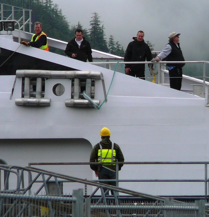 8-6-12 Tying up the ferry Fairweather in Sitka 1
