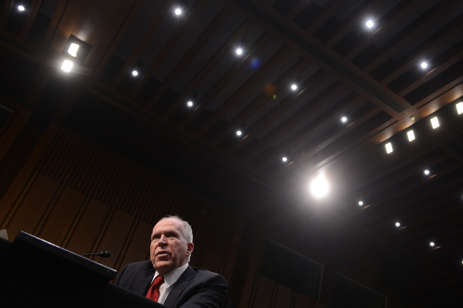 Image 160897734_custom-0983877c90e73b13c122369ba14b7d0416ad1c2d-s6.jpg John Brennan testifies during his confirmation hearing before the Senate Intelligence Committee in Washington, on February 7, 2013. Saul Loeb /AFP/Getty Images