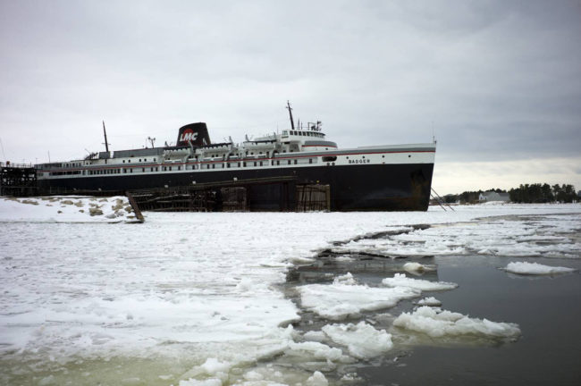 SS Badger The nation's last coal-burning ferry, the SS Badger, sits on Lake Michigan in the port town of Ludington, Mich. The EPA permit that has long allowed the ship to dump coal ash into the lake is now under review. Courtesy photo for NPR