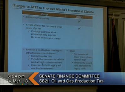 senate-finance-oil Yesterday the Senate Finance Committee tweaked provisions of the bill. (Image courtesy of Gavel Alaska)