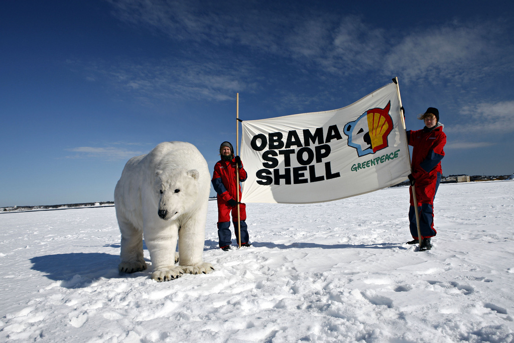 Paula the Polar Bear in front of Helsinki encouraging president Obama to stop Shell's Arctic drilling. Paula the Polar Bear in front of Helsinki encouraging president Obama to stop Shell's Arctic drilling.