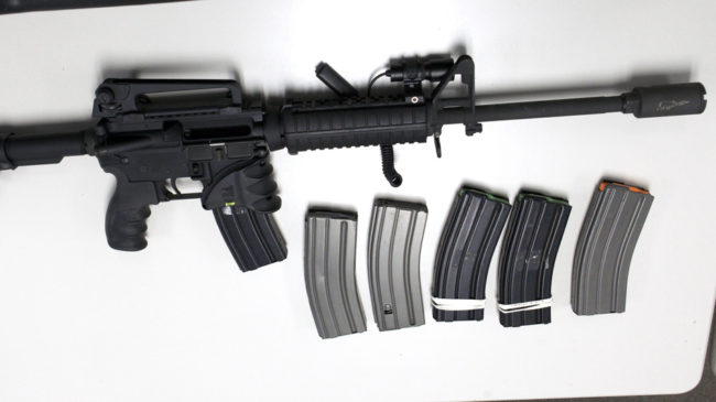A Bushmaster rifle, similar to the type used by Adam Lanza during the shooting at Sandy Hook Elementary School, and some ammunition magazines. The sale and possession of this type of weapon, and high-capacity magazines, will be severely restricted in Connecticut under new legislation. Michelle McLoughlin /Reuters /Landov A Bushmaster rifle, similar to the type used by Adam Lanza during the shooting at Sandy Hook Elementary School, and some ammunition magazines. The sale and possession of this type of weapon, and high-capacity magazines, will be severely restricted in Connecticut under new legislation. Michelle McLoughlin /Reuters /Landov