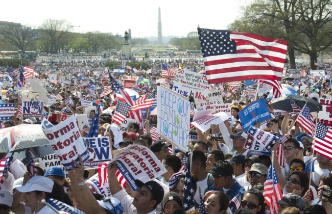 Thousands of immigration reform supporters march in the "Rally for Citizenship" at the Capitol in Washington, D.C., on Wednesday. Saul Loeb/AFP/Getty Images Thousands of immigration reform supporters march in the "Rally for Citizenship" at the Capitol in Washington, D.C., on Wednesday. Saul Loeb/AFP/Getty Images