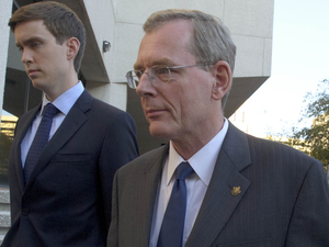 David Rainey, a former BP vice president during the Deepwater Horizon oil rig explosion, leaves federal court after being arraigned on obstruction of a federal investigation in New Orleans on Nov. 28, 2012. A federal judge Monday dismissed the charge that Rainey obstructed a congressional investigation into the 2010 spill. Matthew Hinton/AP David Rainey, a former BP vice president during the Deepwater Horizon oil rig explosion, leaves federal court after being arraigned on obstruction of a federal investigation in New Orleans on Nov. 28, 2012. A federal judge Monday dismissed the charge that Rainey obstructed a congressional investigation into the 2010 spill. Matthew Hinton/AP