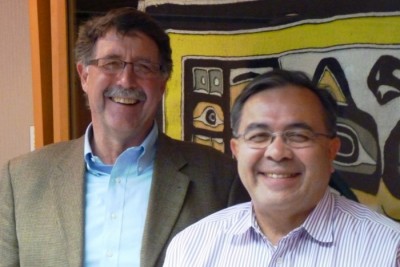 5-31-12 Sealaska VP Rick Harris, CEO Chris McNeil at board room compressed 400 wide - ES photo
