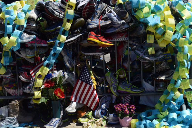 The memorial site in Copley Square to the Boston Marathon bombings is seen on Boylston Street on Tuesday. Darren McCollester/Getty Images The memorial site in Copley Square to the Boston Marathon bombings is seen on Boylston Street on Tuesday. Darren McCollester/Getty Images