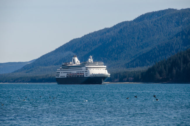 The cruise ship Statendam makes its way up Gastineau Channel. The cruise ship Statendam makes its way up Gastineau Channel.