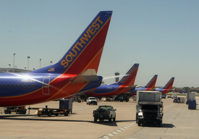 Southwest airline jets are lined up at Long Island MacArthur Islip airport in 2010. Departures at the New York City suburban airport dropped nearly 50 percent between 2007 and 2012, according to an MIT study. Bruce Bennett/Getty Images Southwest airline jets are lined up at Long Island MacArthur Islip airport in 2010. Departures at the New York City suburban airport dropped nearly 50 percent between 2007 and 2012, according to an MIT study. Bruce Bennett/Getty Images