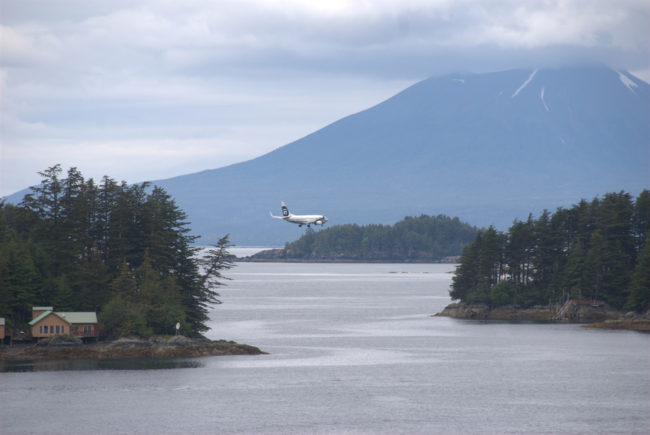 An Alaska 737-800 on approach to the Sitka Airport. An Alaska 737-800 on approach to the Sitka Airport.